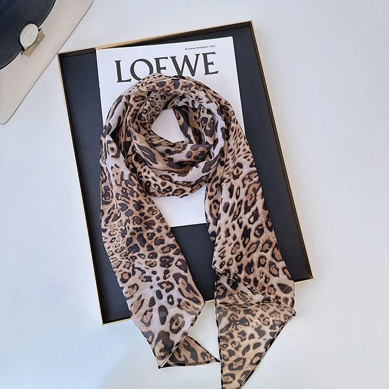 Leopard Long Chiffon Scarf