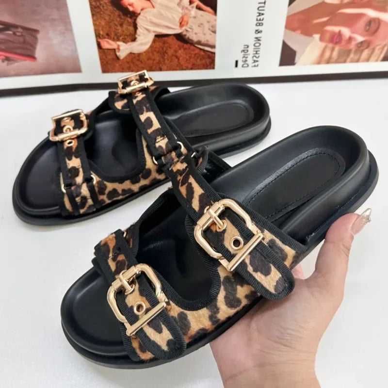 Leopard Print Casual Sandals