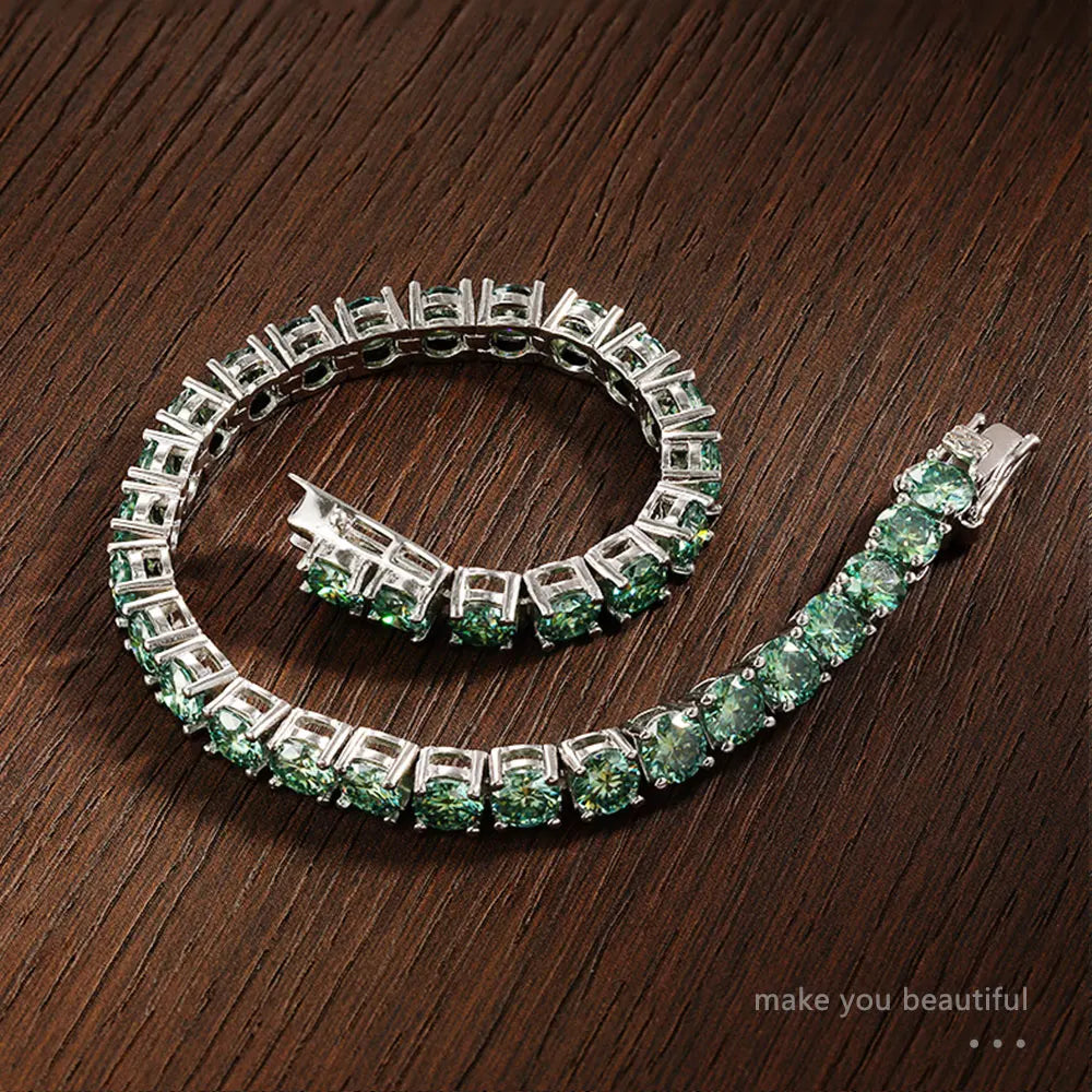 Green Moissanite Tennis Bracelet - Eclectage