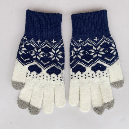 Warm Snowflake Heart Knitted Gloves - Eclectage