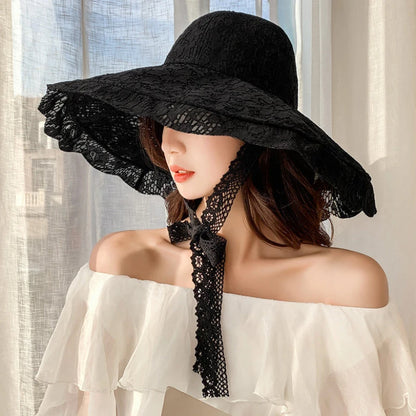 Lace Wide Brim Packable Sun Hat - Eclectage