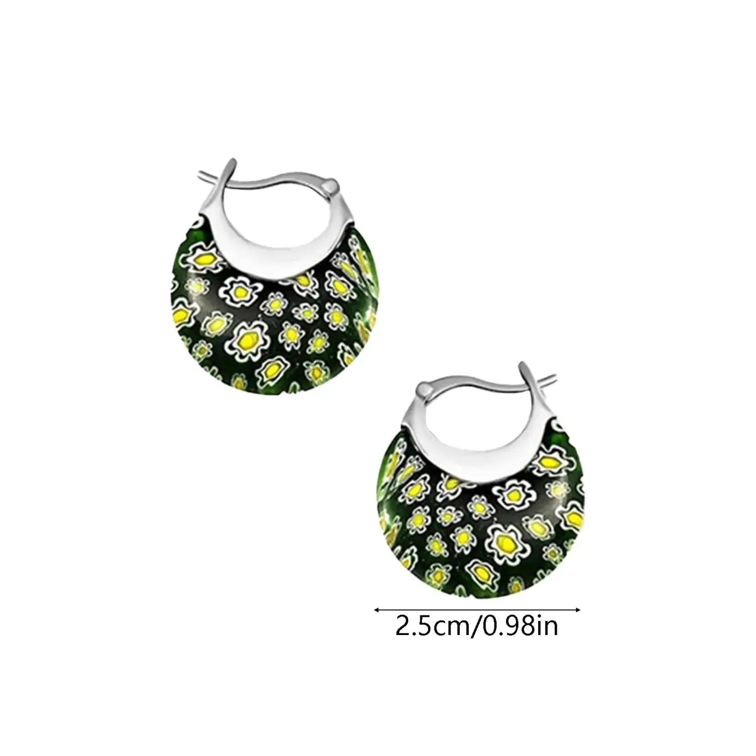 Daisy Flower Glass Hoop Earrings