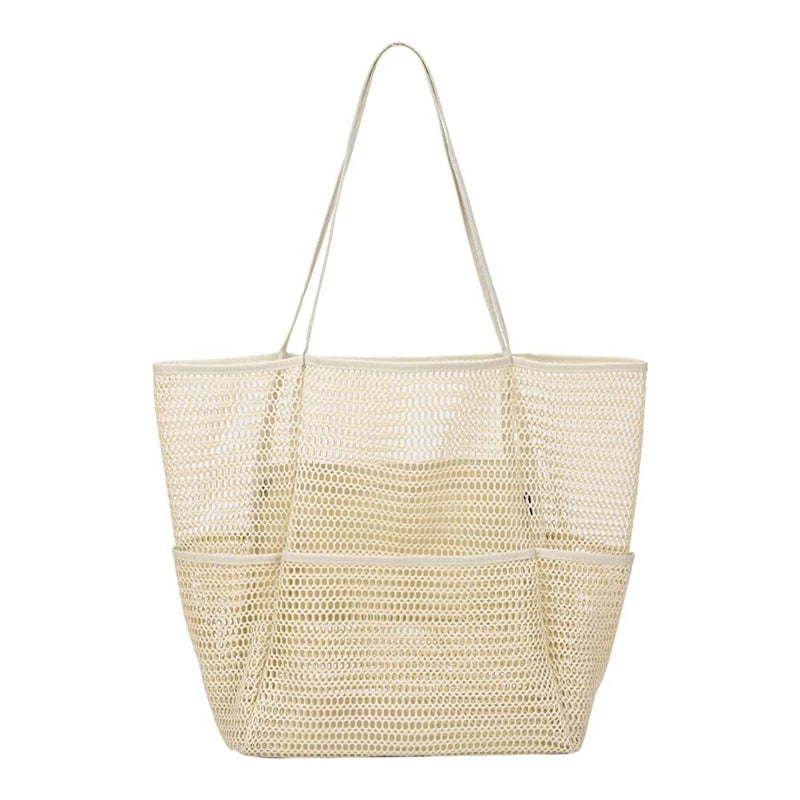 Multi Pockets Mesh Beach Bag - Eclectage