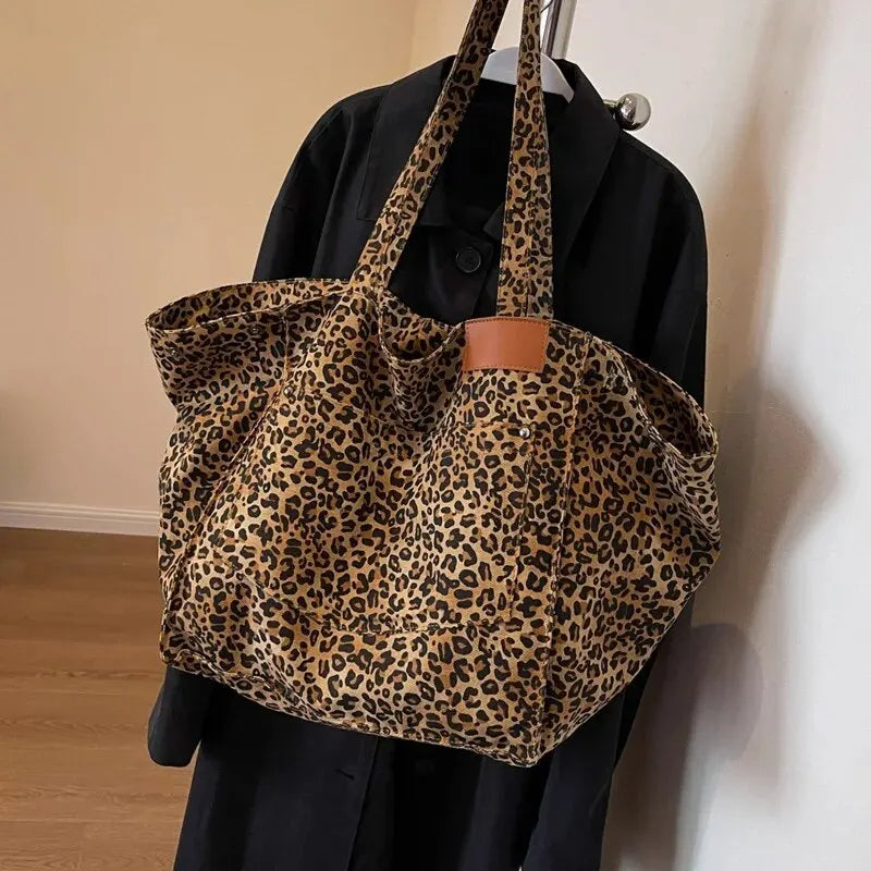 Leopard Pattern Trapeze Tote Shoulder Bag