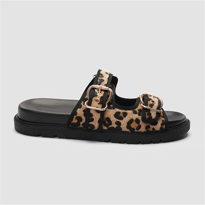 Leopard Print Thick Sole Sandals - Eclectage