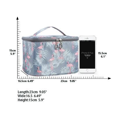 Black or Gray Flamingo Print Cosmetics Case