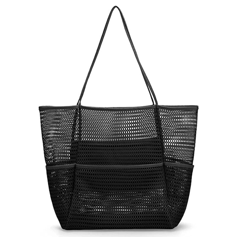 Multi Pockets Mesh Beach Bag - Eclectage