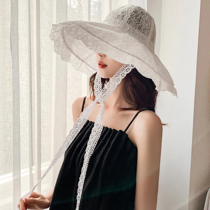 Lace Wide Brim Packable Sun Hat - Eclectage