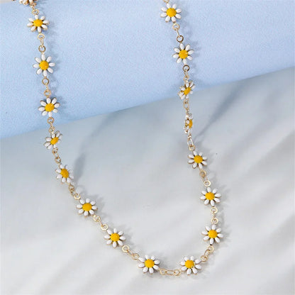 Gold Plated Sunflower Chain Necklace