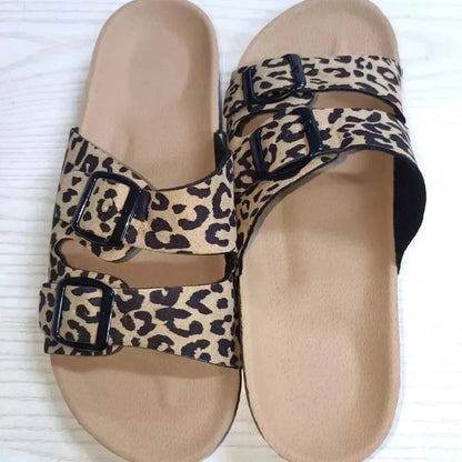 Leopard Print Cork Sandals