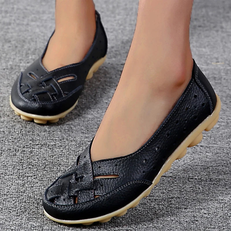 Faux Leather Rubber Soled Flats - Eclectage