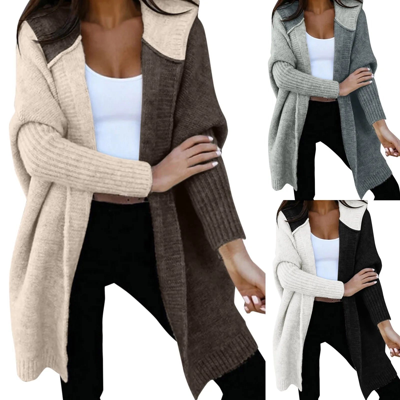 Color Block Hoodie Cardigan