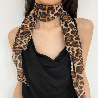 Leopard Long Chiffon Scarf