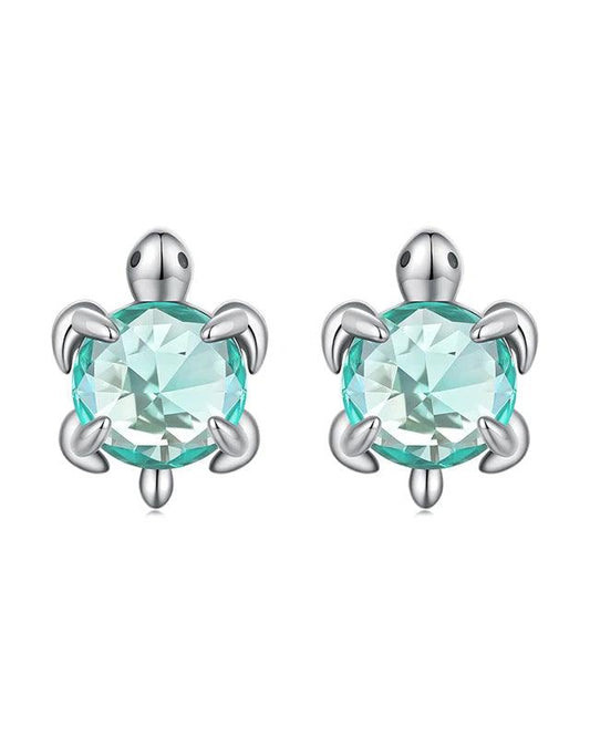 Sterling Silver Mini Turtle Stud Earrings - Eclectage