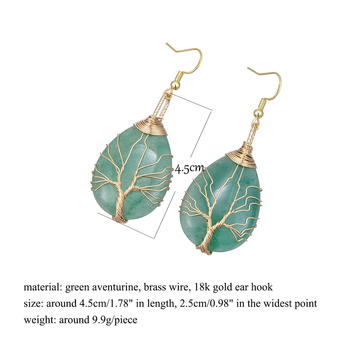 Green Aventurine Tree of Life Earrings