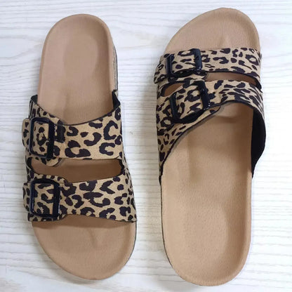 Leopard Print Cork Sandals