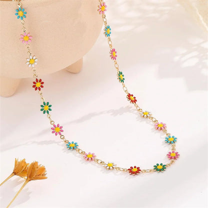 Gold Plated Sunflower Chain Necklace