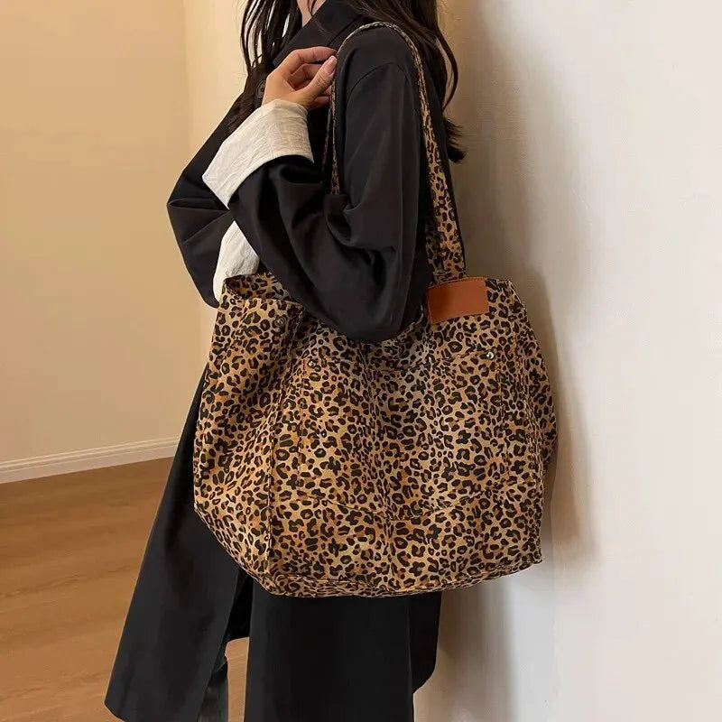 Leopard Pattern Trapeze Tote Shoulder Bag