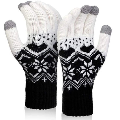 Warm Snowflake Heart Knitted Gloves - Eclectage