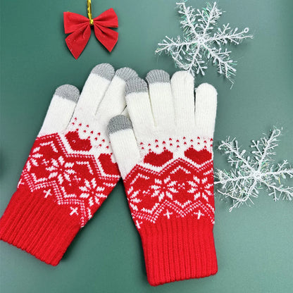 Warm Snowflake Heart Knitted Gloves - Eclectage