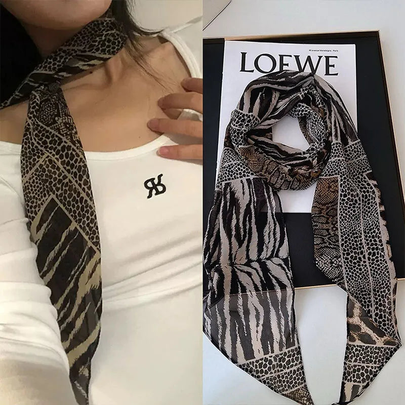 Leopard Long Chiffon Scarf