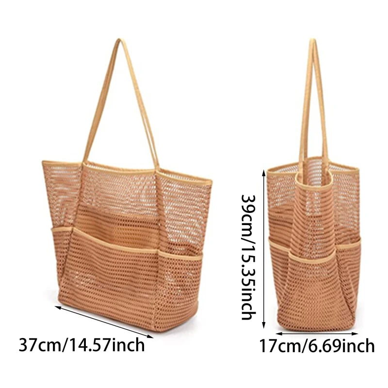 Multi Pockets Mesh Beach Bag - Eclectage