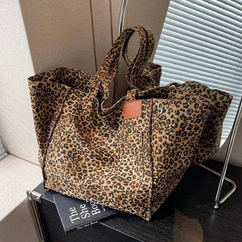 Leopard Pattern Trapeze Tote Shoulder Bag