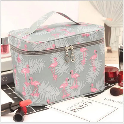 Black or Gray Flamingo Print Cosmetics Case