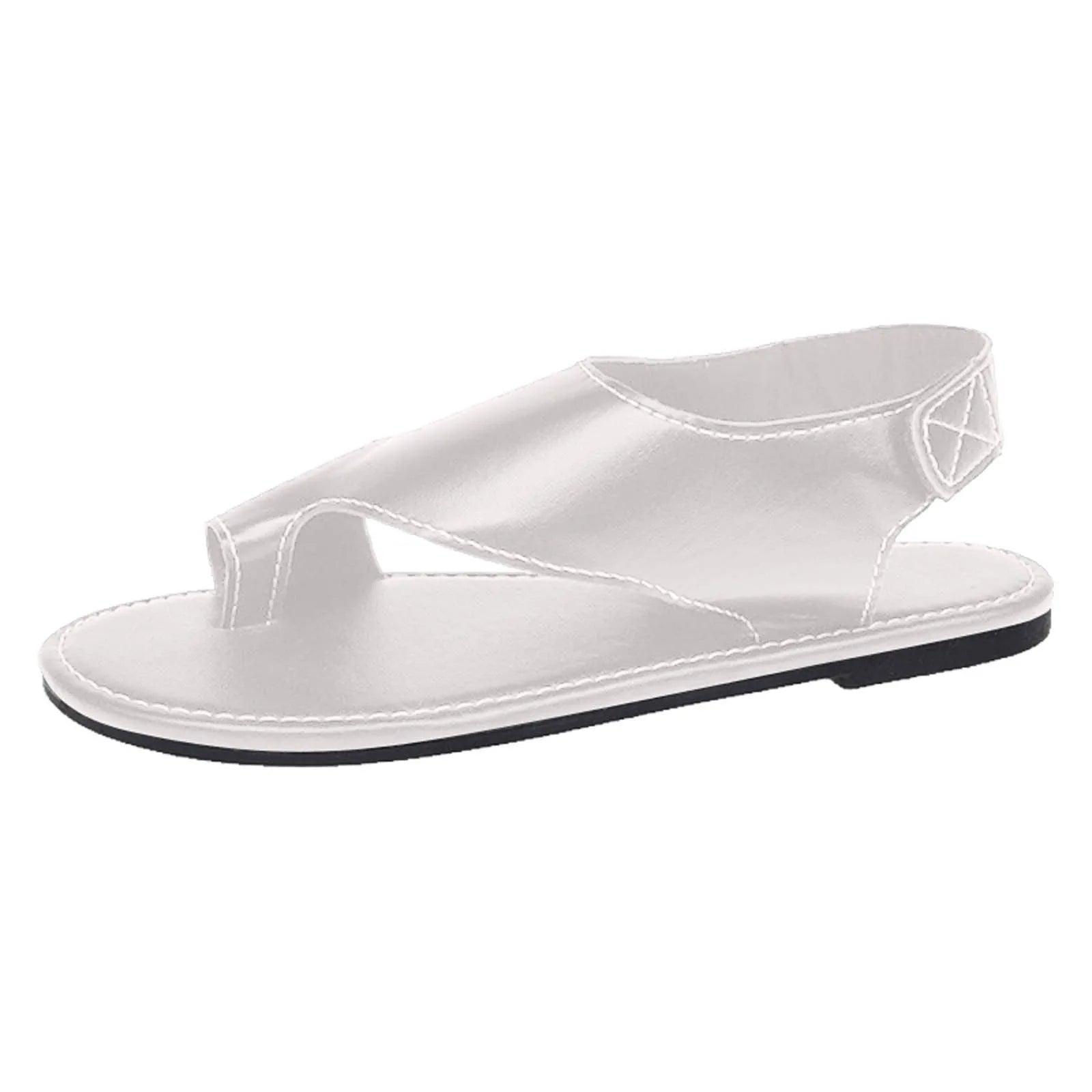 Casual White Sandals with Ankle Strap - Eclectage