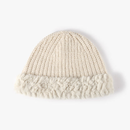 Fuzzy Hem Knit Hat - Eclectage