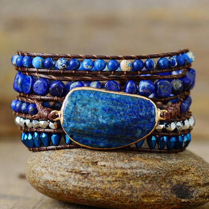 Lapis & Bead Braided Bracelet - Eclectage