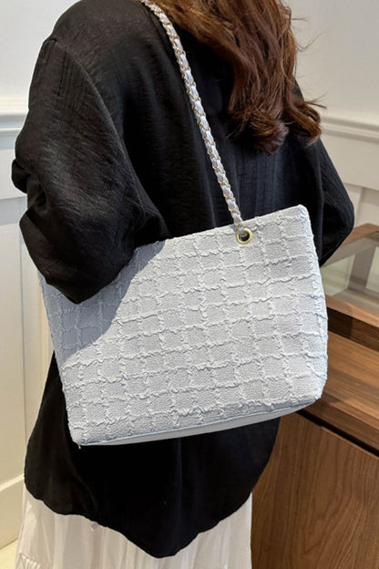 Polyester Texture Chain Tote Bag - Eclectage