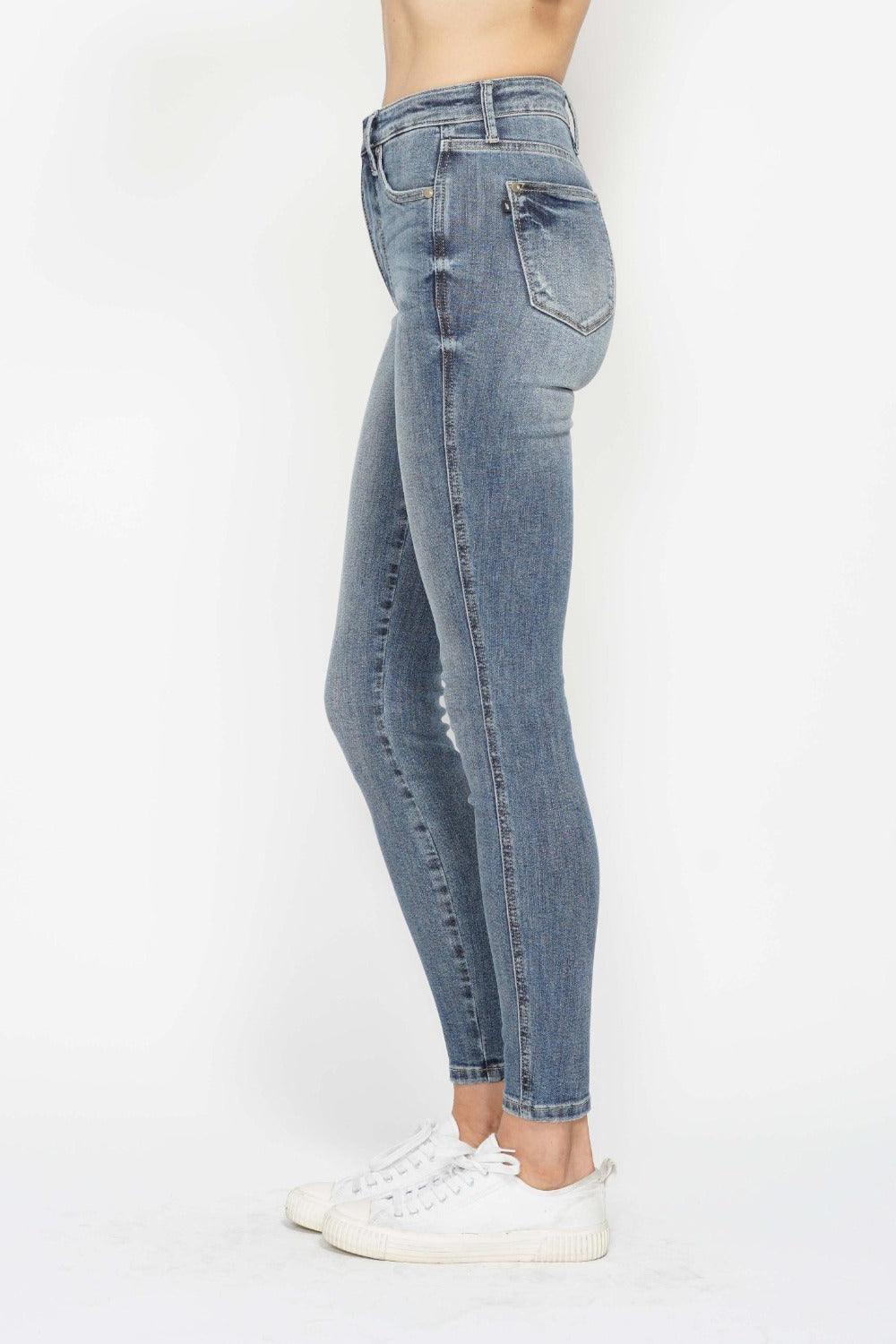 Tummy Control Contrast Wash Skinny Jeans - Eclectage