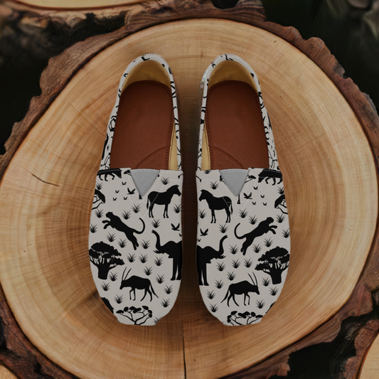 African Animals Gray Women’s Canvas Shoes