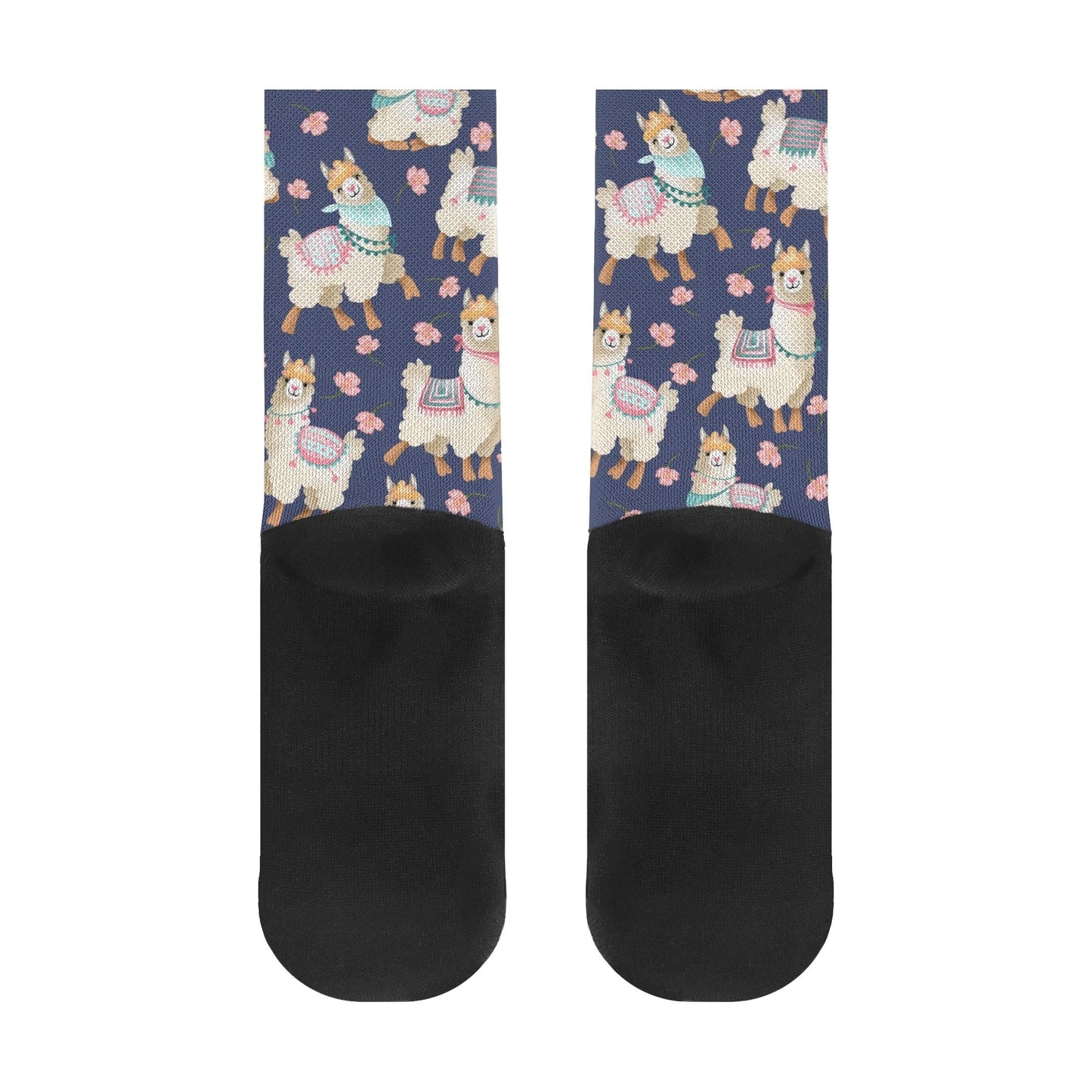 Alpacas and Flowers Crew Socks with Arch Support