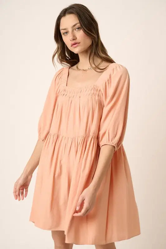 Apricot Color Tie Back Mini Dress