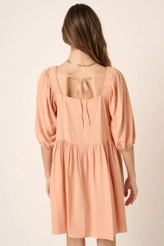 Apricot Color Tie Back Mini Dress