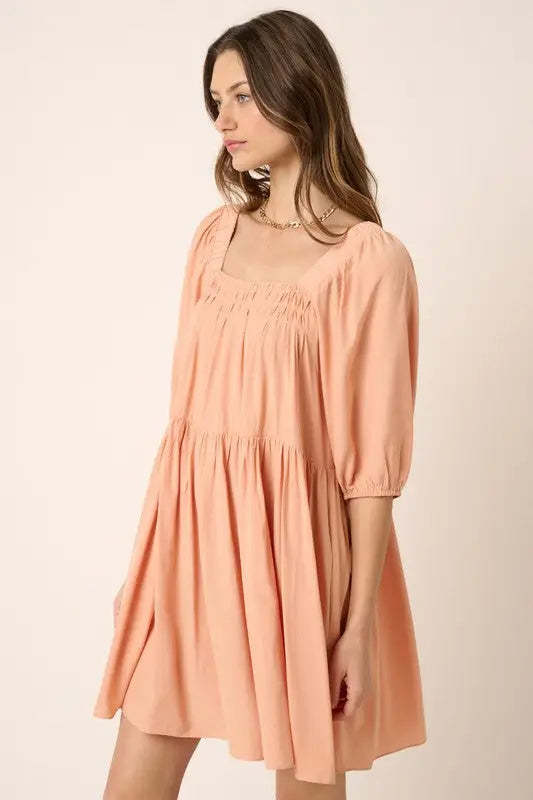 Apricot Color Tie Back Mini Dress