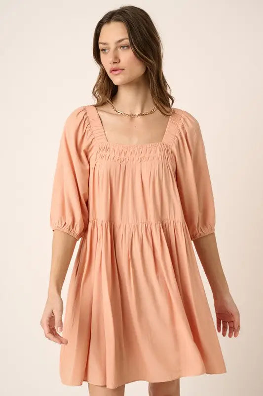 Apricot Color Tie Back Mini Dress