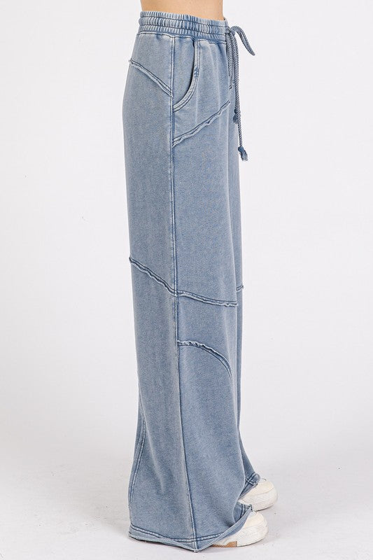 Medium Blue Asymmetric Seam Pants - Eclectage