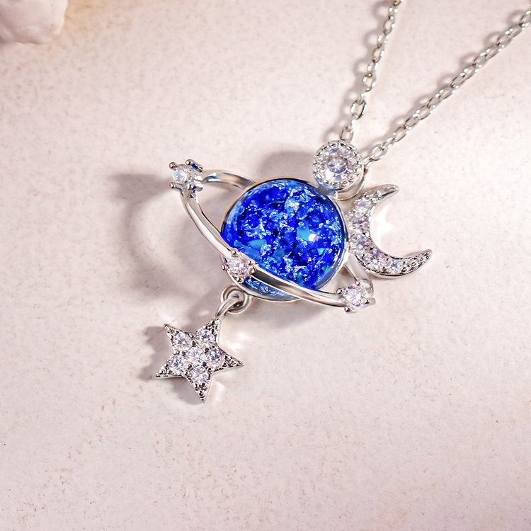 Starry Sky Inlaid Zircon Moon Star Necklace - Eclectage