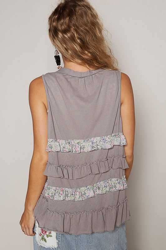 Ruffled Sleeveless Cardigan - Eclectage