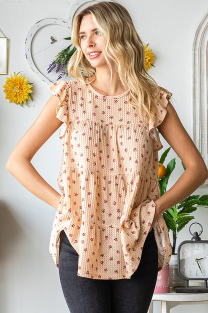 Ditsy Floral Print Tiered Top - Eclectage