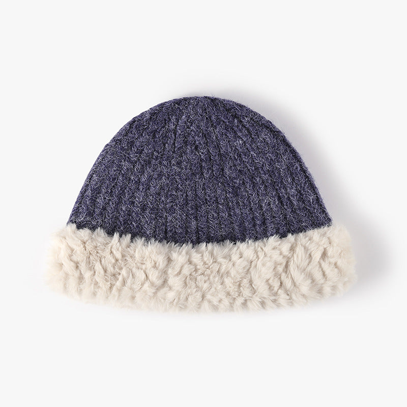 Fuzzy Hem Knit Hat - Eclectage