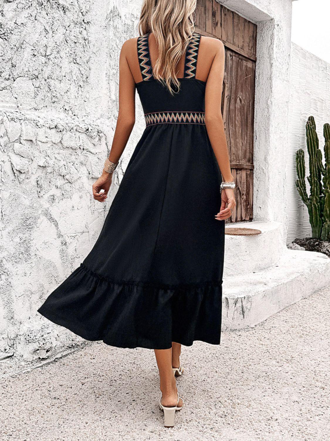 Ruffled Sleeveless Midi Dress - Eclectage