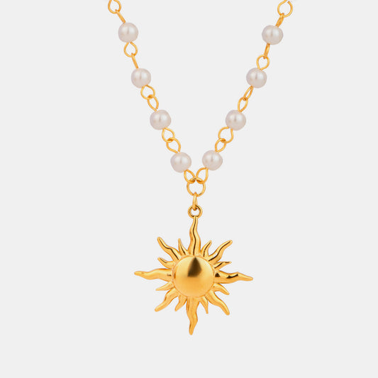 Gold-Plated Pearl Sun Necklace - Eclectage