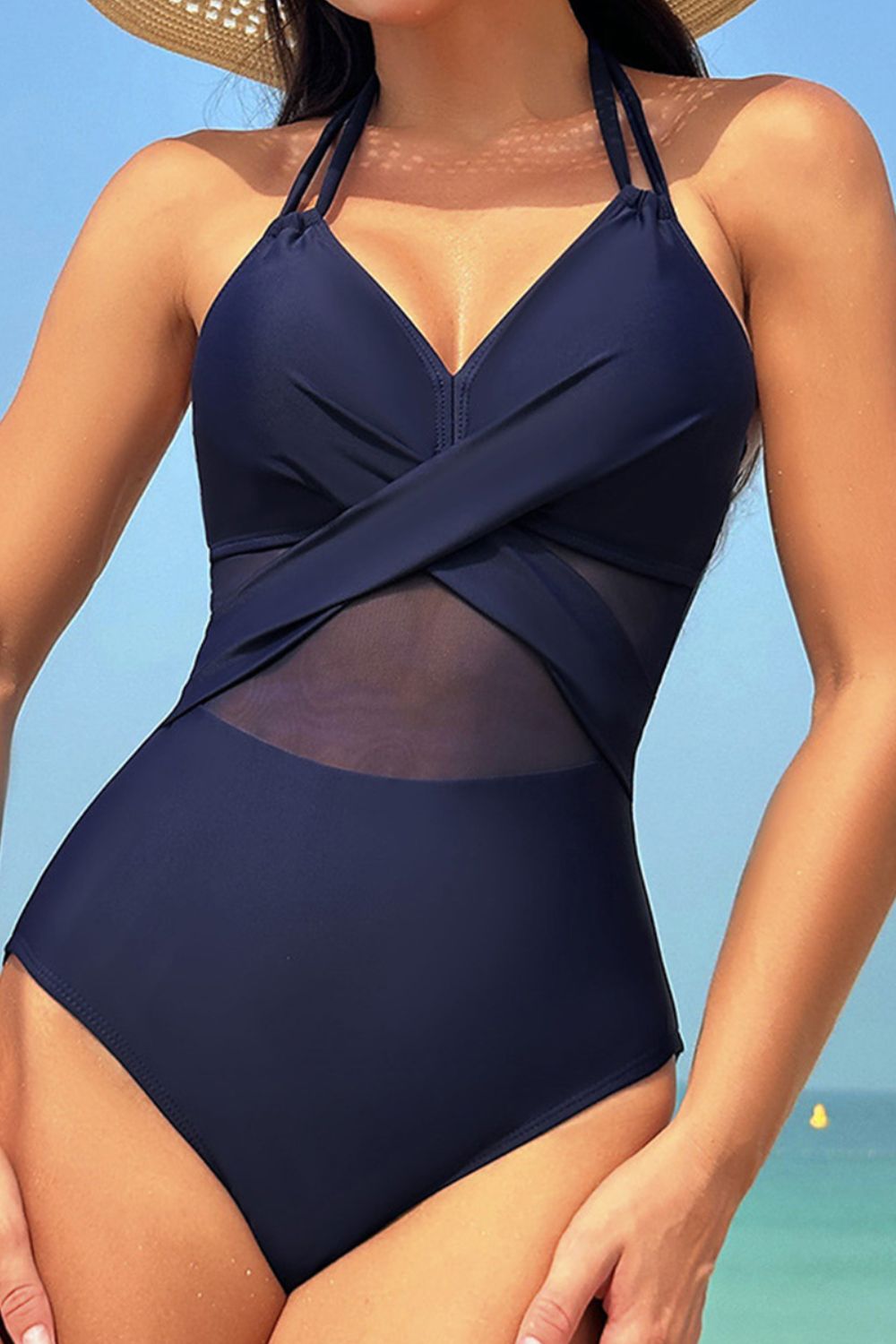 Crisscross Halter Neck One-Piece Swimwear - Eclectage