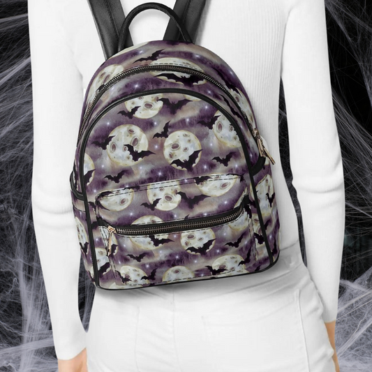 Bats and Moons Faux Leather Backpack