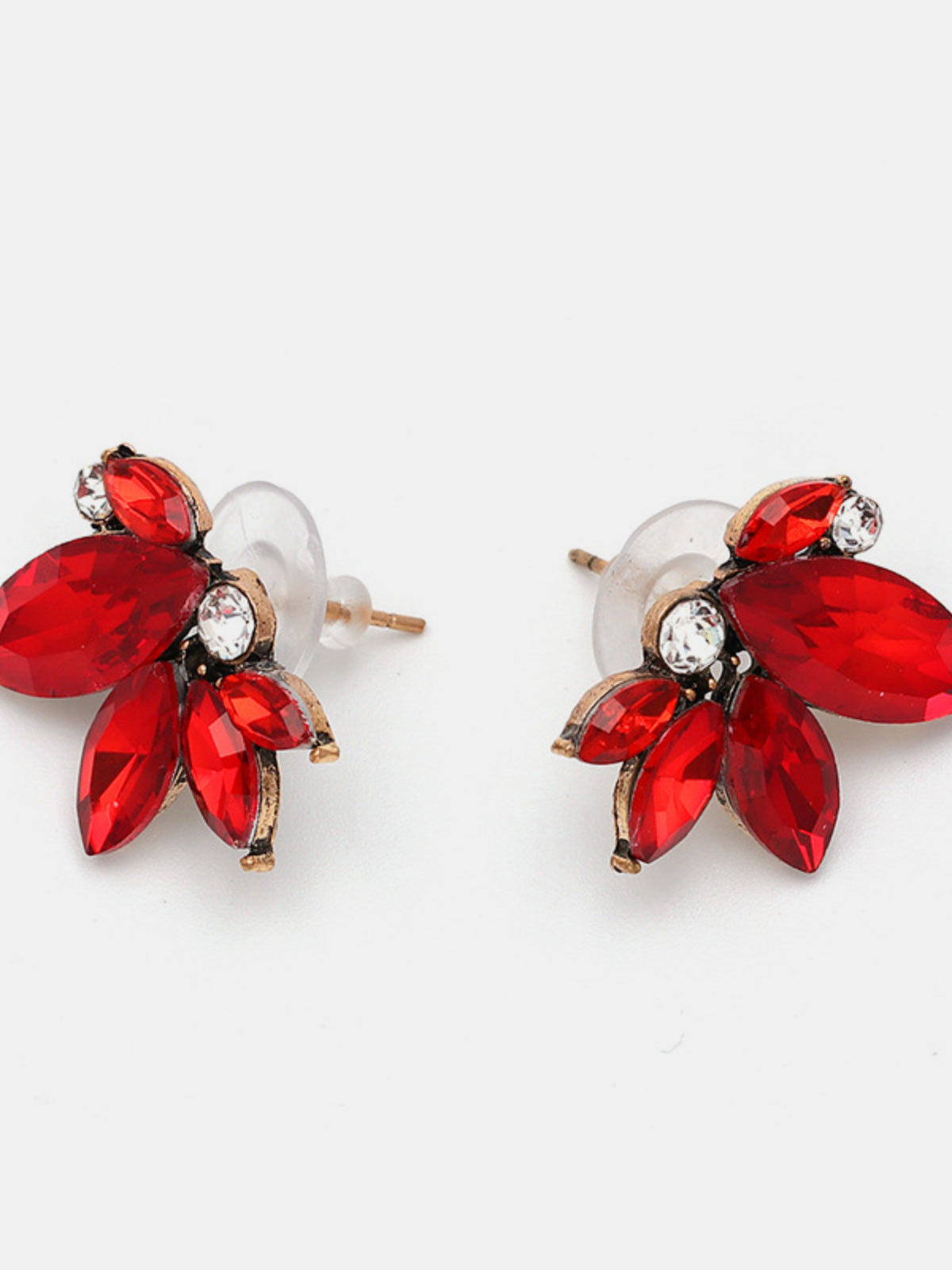 Rhinestone Flower Stud Earrings - Eclectage