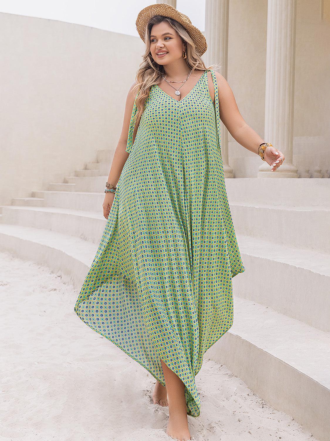 Plus Size Gum Leaf Printed Jumpsuit - Eclectage